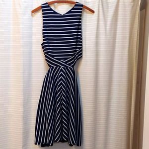 Anthropologie striped dress, side cut outs sz L